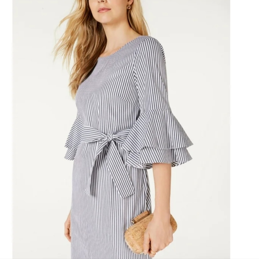 NWT Pappagallo striped ruffle sleeve dress size 12